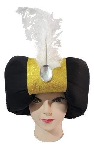 Gorro Turbante Goma Espuma Con Pluma Pluma Blanca Generico