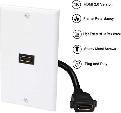Placa De Pared 1 Puerto Hdmi 1080p Conector Extension 15cm