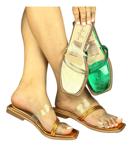 Calzado Sandalias Dama Mujer Transparentes Talón D16