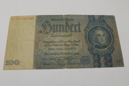 Rarissima Cédula Da Alemanha 100 Reichsmark 1935