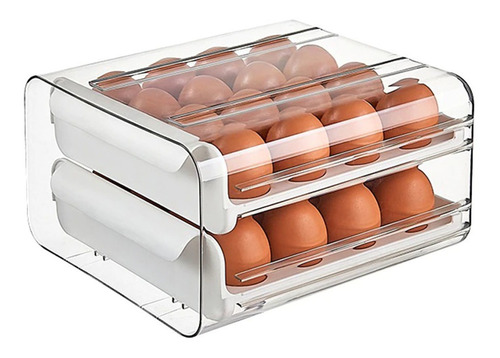 Organizador De Huevos Caja Para 32 Und Huevera Portahuevos Color Blanco