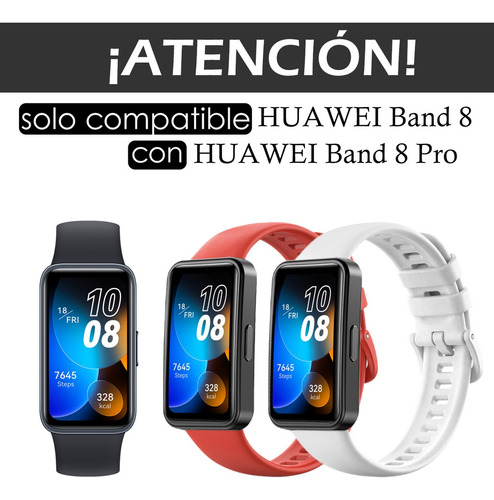 5 Correa Silicona Compatible Para Huawei Band 8 + 2 Micas