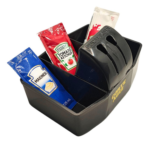 Kit Com 3 Porta Sachês Com Cortador Para Mesa Preto