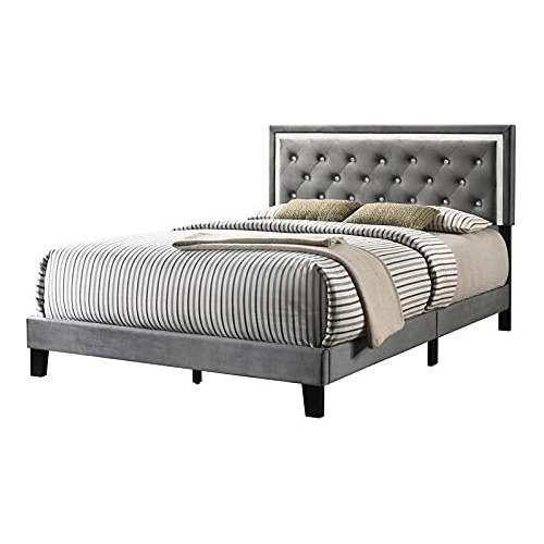 Best Quality Furniture Solo Cama Matrimonial, Gris Oscuro