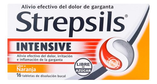 Strepsils Intense Sin Azucar Naranja 16 Tabletas