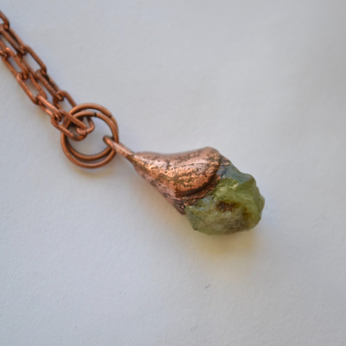 Imagen 5 de 6 de Collar Piedra Preciosa Peridoto Verde Con Cobre, Cod1