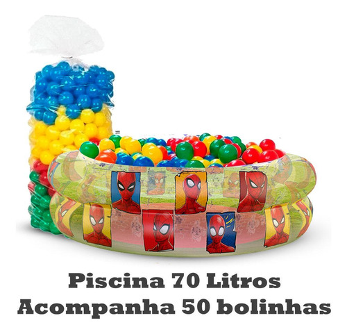 Piscina Infantil Inflável Homem Aranha 70 Lts + 50 Bolinhas