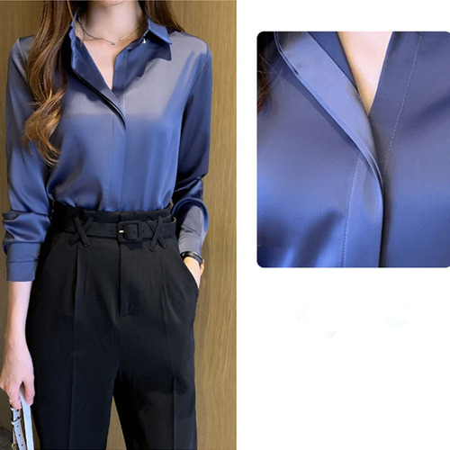 Camisa De Formal Solapa Para Mujer, Informal, Blusa