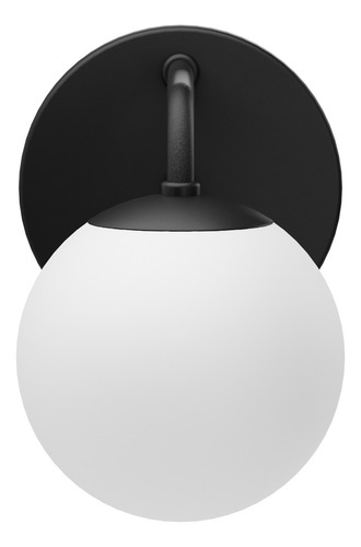 Arandela Jabuticaba Curvada Luminária De Parede Globo Leitoso 12cm Cor Preto G9 Mf193 Mega Forte Iluminação