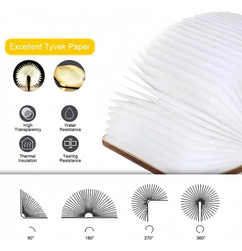 Lámpara De Mesa Plegable 3d De Madera Book Lamp
