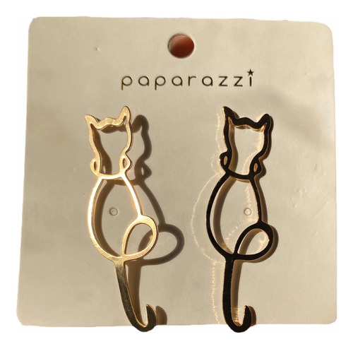 Aros Pendientes Fantasía Silueta Gato Minimalista Elegante