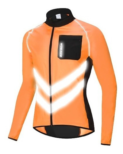 Wosawe® Casaca Cortaviento Reflectiva Ciclismo Naranja