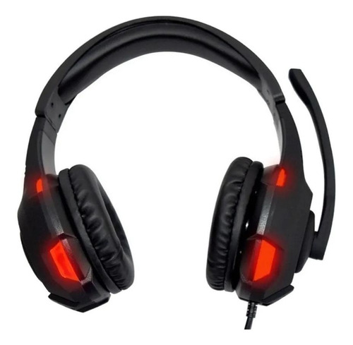 Imagen 2 de 3 de Audífonos gamer Naceb NA-0304 negro y rojo con luz LED