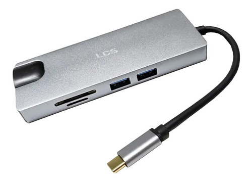 Imagen 2 de 3 de Hub Adaptador 8 En 1 Usb C 3.0 Hdmi 4k Vga Rj45 Sd Tf Pd Lcs