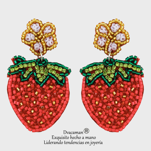 Pendientes Colgantes Bohemios Con Cuentas De Fresa Hechos A