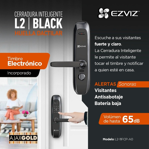 Imagen 10 de 10 de Cerradura Ezviz Biometrica Inteligente Digital Tactil Alarma