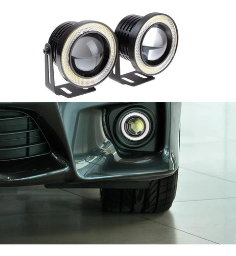 Imagen 3 de 10 de Kit Par Faros Auxiliar Lupa Proyector Super Led Ojo Angel
