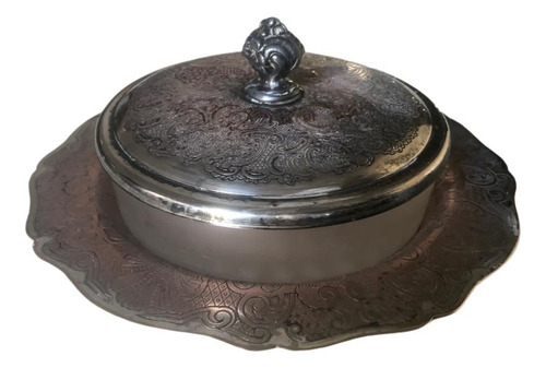 Caramelera Bombonera De Vidrio Con Tapa Y Plato De Apoyo Transparente (Usado)