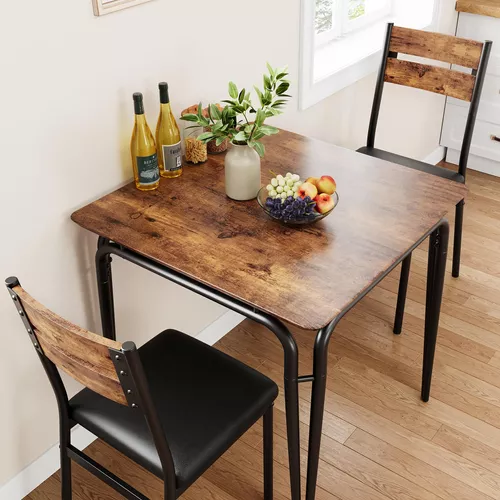 Mesa de comedor para 2, juego de mesa cuadrada pequeña de cocina para 2,  comedor moderno de madera que ahorra espacio con tapizado, muebles de  comedor