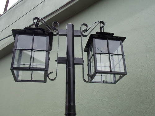 Imagen 2 de 5 de Farola Doble Jardin Con Poste 2,5mts Y Base Para Amurar