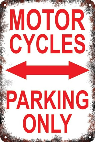 Carteles Antiguos Chapa 60x40 Parking Only Motorcycles Pa-16