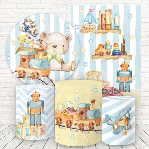 Kit 2 Painéis E Capas De Cilindro Tecido Brinquedos Cor Fkpc-697