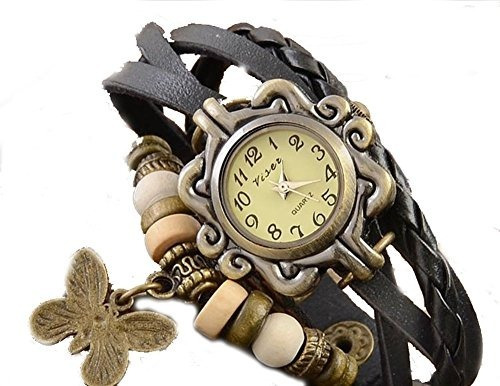 Imagen 2 de 4 de Reloj Dama Vintage Viser Cuero Hoja, Mariposa Oferta 2 X 1