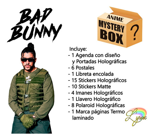 Bad Bunny Caja Misteriosa Mystery Box Holográfica Agenda