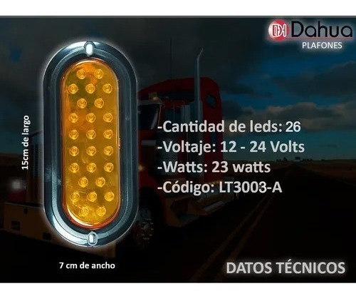 Imagen 3 de 5 de Plafón Ovalado Rectangular Led Estrobo Ámbar Alta Baja
