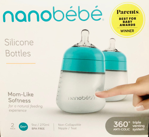 Nanobebe 2 Pack Biberón De Silicon Anti-cólicos270ml/9oz 0m+
