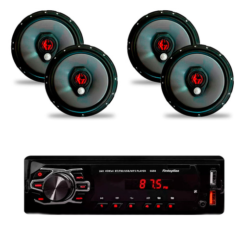 Alto Falantes 6 Bomber + Som Automotivo Ma-666 Maxx Audio