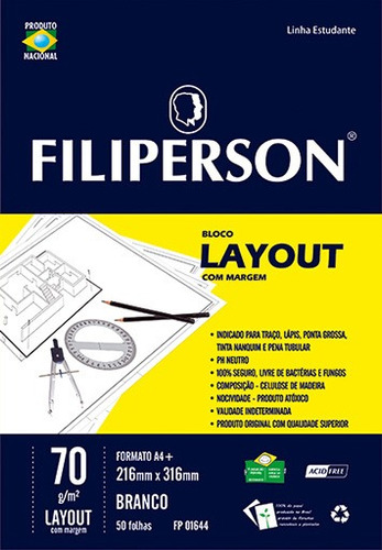 Bloco Layout Com Margem Filiperson A4 70gr 50fl