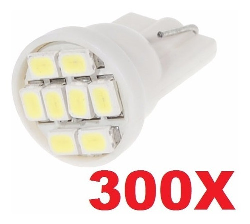 300x Lâmpadas 8 Leds Pingo T10 Pingão 194 W5w Carro Moto 12v