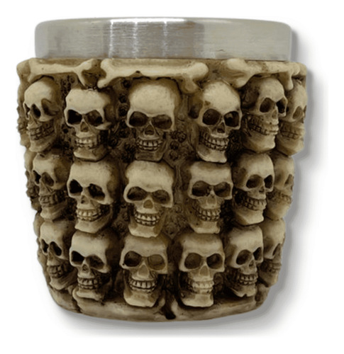 Copa Shot Skull de resina de 60 ml con estampado de calaveras de acero inoxidable