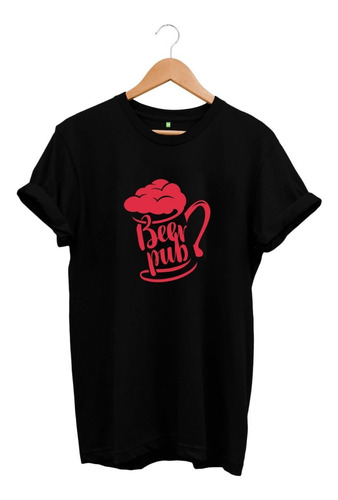 Remera Negra Beer Pub Cerveza Algodón Hombre Mujer Niños