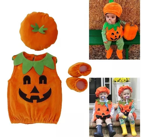 Traje De Halloween 2022 Para Bebé Y Niña, Traje De Calabaza