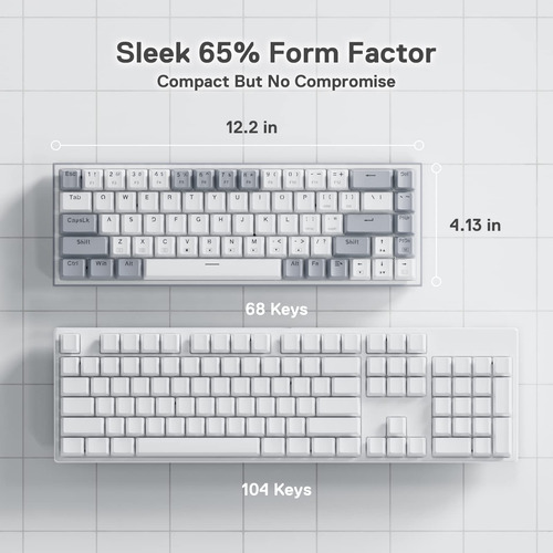 Teclado Gaming Redragon K631 Grey 65% Cableado Rgb 68 Teclas