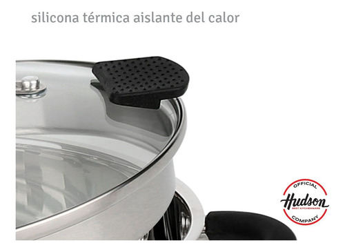 Bateria De Acero Inoxidable Tapa Colador Hudson 6 Piezas Ofi Plateado