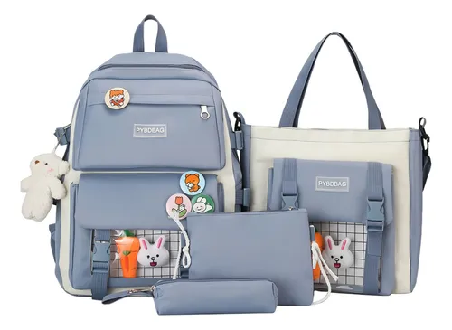 Kit Mochila Morral Escolar Coreana Conjunto Bolsas