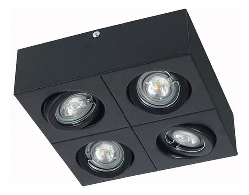 Aplique Plafon Techo Negro Blanco Con 4 Dicroica Led 7w