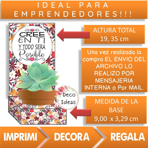 Imagen 2 de 4 de Imprimible Caja Porta Maceta 003 Frase Con Frase Positiva