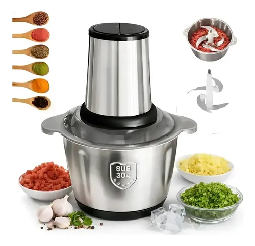 Processador Triturador Elétrico De Alimentos E Legumes Inox Prateado 220v