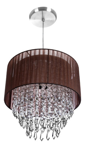 Lustre Para Sala D Cupula Cristal Acrílico Manucrilic Marrom