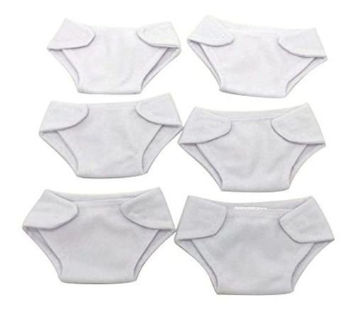 Ropa Para Muñecas Juego De 6 Pañales De Tela, Color Blanco