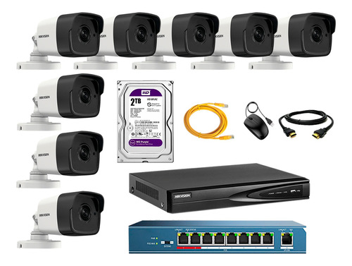 Camara De Seguridad Ip Exterior Kit 8 Hikvision Disco 2tb Wd