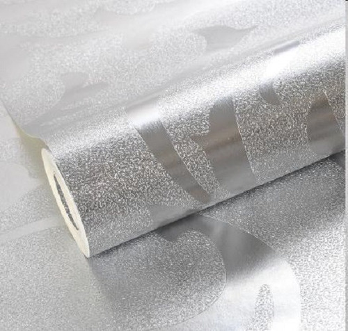 Imagen 2 de 2 de Papel Tapiz Z01402 Figura Plata Metalico Textura Moderno 3d