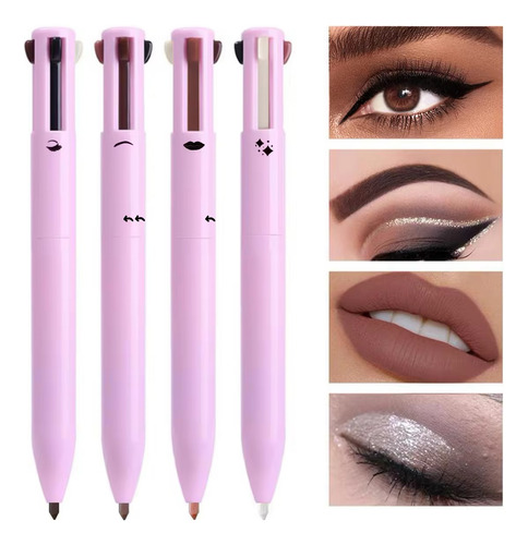Lápiz Maquillaje 4 En 1, Maquillaje Ojos, Labios, Pluma Make