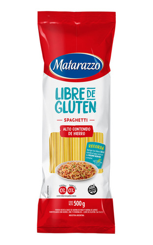 Fideos Matarazzo Libre De Gluten Spaghetti Hierro 500g