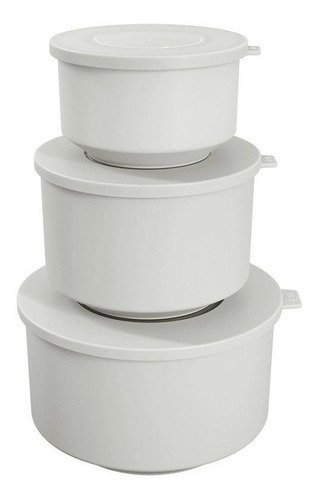 Kit de 3 tarros de plástico para congelador y microondas sin BPA, color blanco