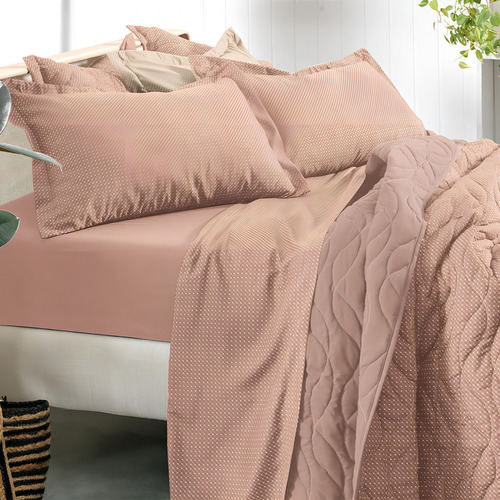 Jogo Cama Lençol Casal Altenburg Toque Acetinado Slim Cor Rosa